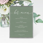 Sage Green Modern Elegante Wedding Bar Menu Signat
