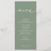 Sage Green Modern Elegante Wedding Empfang Menu Menükarte (Vorderseite)