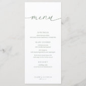 Sage Green Modern Elegante Wedding Empfang Menu Menükarte (Vorderseite)