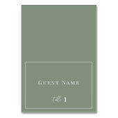 Sage Green Modern Elegante Wedding Escort Card Tischnummer (Vorderseite)