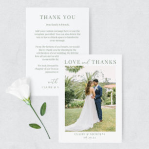 Sage Green Modern Elegante Wedding Foto Vielen Dan Dankeskarte