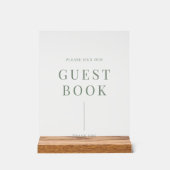 Sage Green Modern Elegante Wedding Guestbook Acrylschild (Vorderseite)