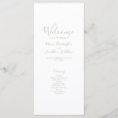 Sage Green Modern Elegante Wedding Program Card (Vorderseite)