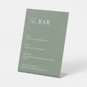 Sage Green Modern Elegante Wedding The Bar Menu Sockelschild (Vorderseite)