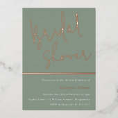 Sage Green Modern Elegantes Brautparty Rose Gold Folieneinladung (Vorderseite)