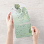 Sage Green Modern Eukalyptus Dinner All In One Einladung (Abreißen)