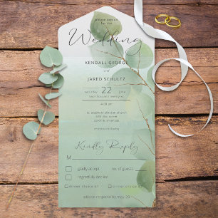 Sage Green Modern Eukalyptus Dinner All In One Einladung