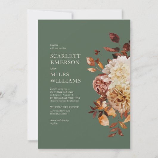 Sage Green Modern Fall Terracotta Einladung (Vorderseite)