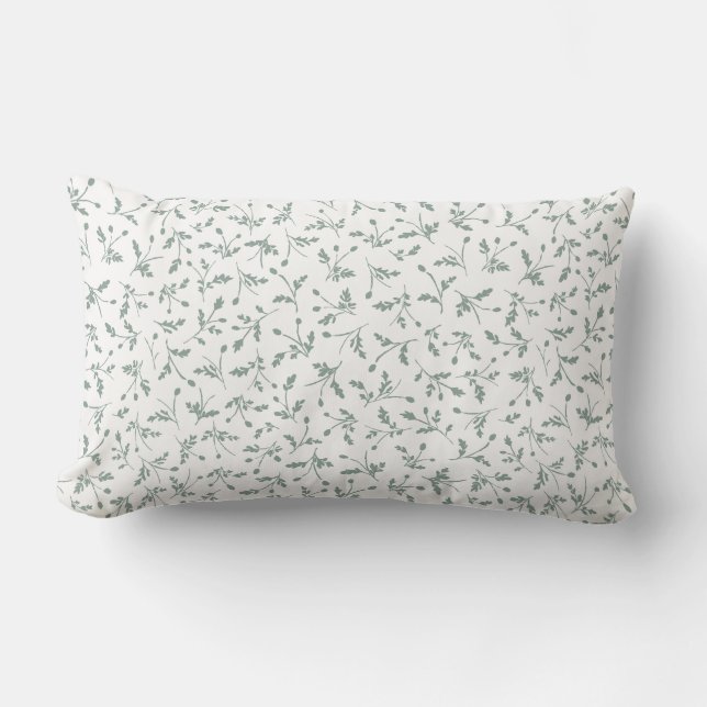 Sage Green Modern Farmhouse Daisy Buds Pattern Lendenkissen (Vorderseite)