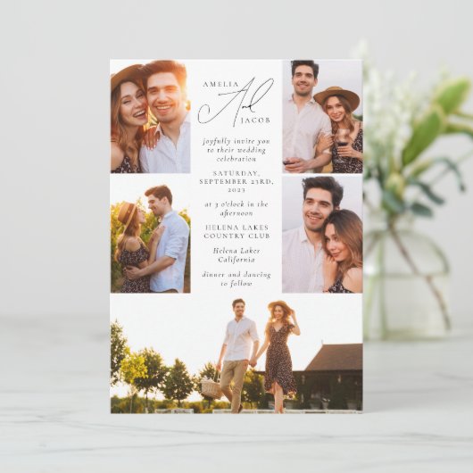 Sage Green Modern Foto QR Code Alles in einer Hoch Einladung (Stehend Vorderseite)