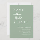 Sage Green Modern Foto Save the Dates Einladungen (Vorderseite)