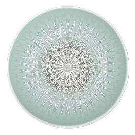 Sage Green Modern Geometric Mandala Keramikknauf
