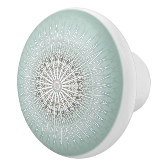 Sage Green Modern Geometric Mandala Keramikknauf (Rechts)