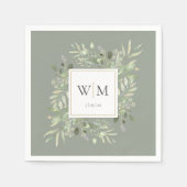 Sage Green Modern Greenerity Gold Geometric Monogr Serviette (Vorderseite)