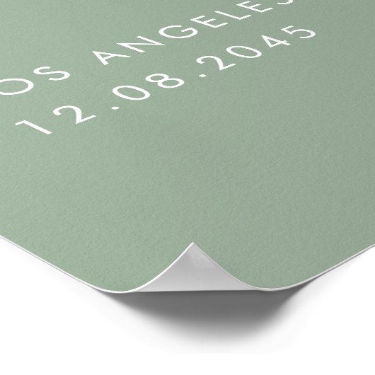 Sage Green Modern Handgeschriebenes Script-Brautpa Poster (Ecke)