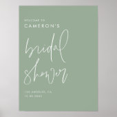 Sage Green Modern Handgeschriebenes Script-Brautpa Poster (Vorne)