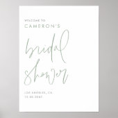 Sage Green Modern Handgeschriebenes Script-Brautpa Poster (Vorne)