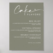 Sage Green Modern Menu Cake Hochzeitstorte Zeichen Poster (Vorne)