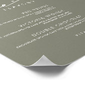 Sage Green Modern Menu Cake Hochzeitstorte Zeichen Poster (Ecke)