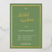 Sage Green Modern Minimal Bridal Luncheon Folieneinladung (Vorderseite)