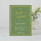 Sage Green Modern Minimal Bridal Luncheon Folieneinladung (Stehend vorne)