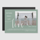 Sage Green Modern Minimal Script Foto Magnet (Vorne/Hinten)