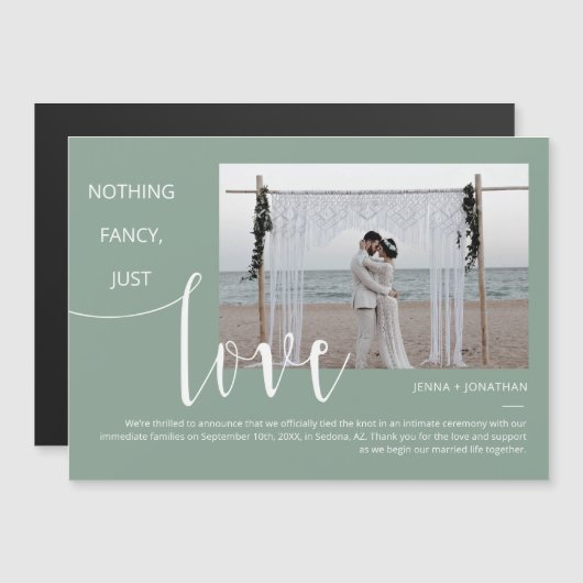 Sage Green Modern Minimal Script Foto Magnet (Vorne/Hinten)