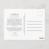 Sage Green Modern Minimal Wedding Foto Vielen Dank Postkarte (Rückseite)