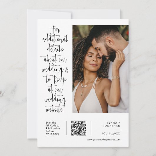 Sage Green Modern Minimal Wedding QR Code Foto Einladung (Rückseite)