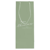 Sage Green Modern Minimalist Merry Christmas Geschenktüte Für Weinflaschen (Rückseite)