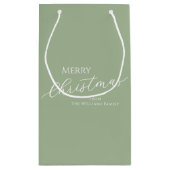 Sage Green Modern Minimalist Merry Christmas Kleine Geschenktüte (Rückseite)