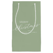 Sage Green Modern Minimalist Merry Christmas Kleine Geschenktüte (Vorderseite)