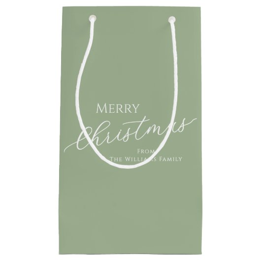 Sage Green Modern Minimalist Merry Christmas Kleine Geschenktüte (Vorderseite)