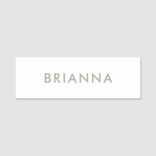Sage Green Modern Minimalist Script Custom Namensschild (Vorderseite)