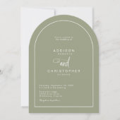 Sage Green Modern Minimalist Script Wedding Einladung (Vorderseite)