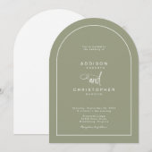 Sage Green Modern Minimalist Script Wedding Einladung (Vorne/Hinten)
