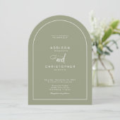 Sage Green Modern Minimalist Script Wedding Einladung (Stehend Vorderseite)