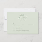Sage Green Modern Minimalist Wedding RSVP Card Karte (Vorderseite)