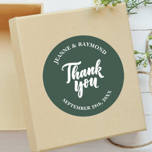 Sage Green Modern Minimalist Wedding Vielen Dank Runder Aufkleber