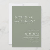 Sage Green Modern Minimalistisch Boho Wedding Mono Einladung (Vorderseite)