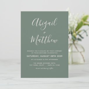 Sage Green Modern Minimalistisch Handwriting Weddi Einladung