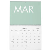 Sage Green Modern Minimalistisch Kalender (Mär 2027)