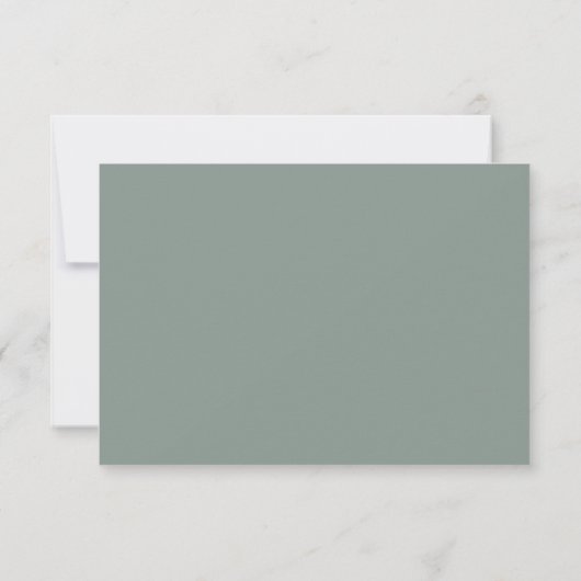 Sage Green Modern Minimalistisch Wedding RSVP Card (Rückseite)