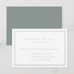 Sage Green Modern Minimalistisch Wedding RSVP Card Karte