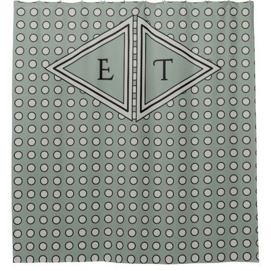 Sage Green Modern Monogram Decor Duschvorhang (Vorderseite)