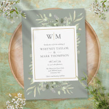 Sage Green Modern Monogram Greenerity Wedding