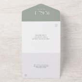 Sage Green Modern Monogram Minimalistisch Hochzeit All In One Einladung (Außenbereich)
