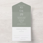 Sage Green Modern Monogram Minimalistisch Hochzeit All In One Einladung (Innen Boden)