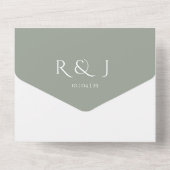 Sage Green Modern Monogram Minimalistisch Hochzeit All In One Einladung (Rückseite)