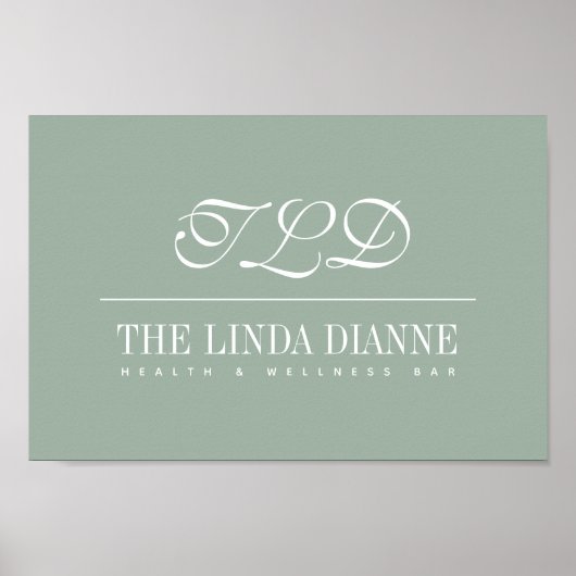 Sage Green Modern Monogram Name Business Poster (Vorne)